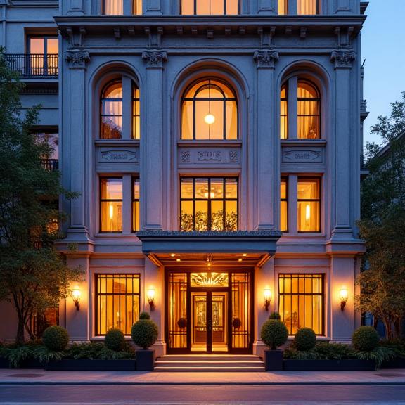 Elegant facade of The Mayfair Grand Hotel